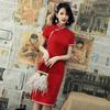Modern Cheongsam Women Short Lace Qipao Chinese Dress Qi Pao Party Vintage Elegant Dress Improve