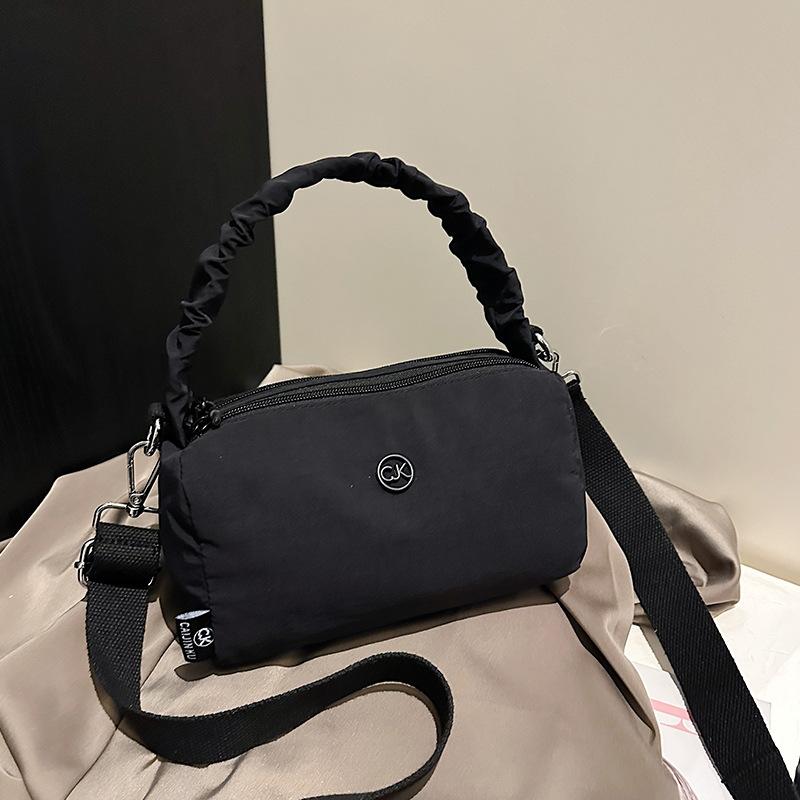 Summer New Foreign Style Portable Cylinder Bag Women's Simple Fashion Shoulder Bag Casual Light Messenger Bag Nylon Bag