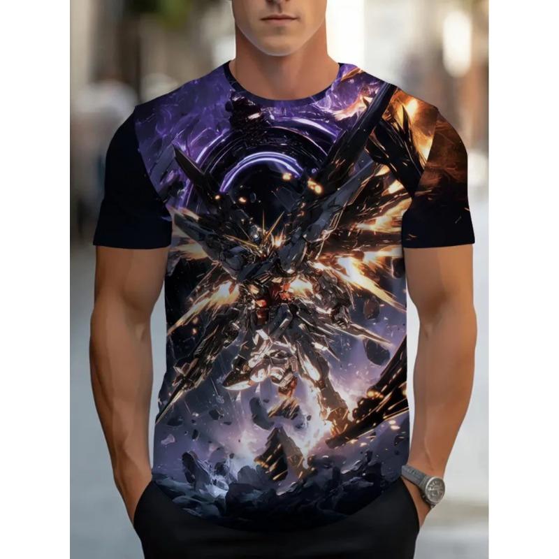 Sommer Herren 3D-Druck Rundhals-T-Shirt