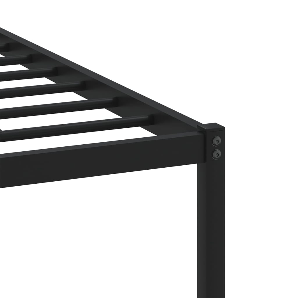 Metal Bed Frame Without Mattress Smoked Oak Finish 120 X 190 Cm