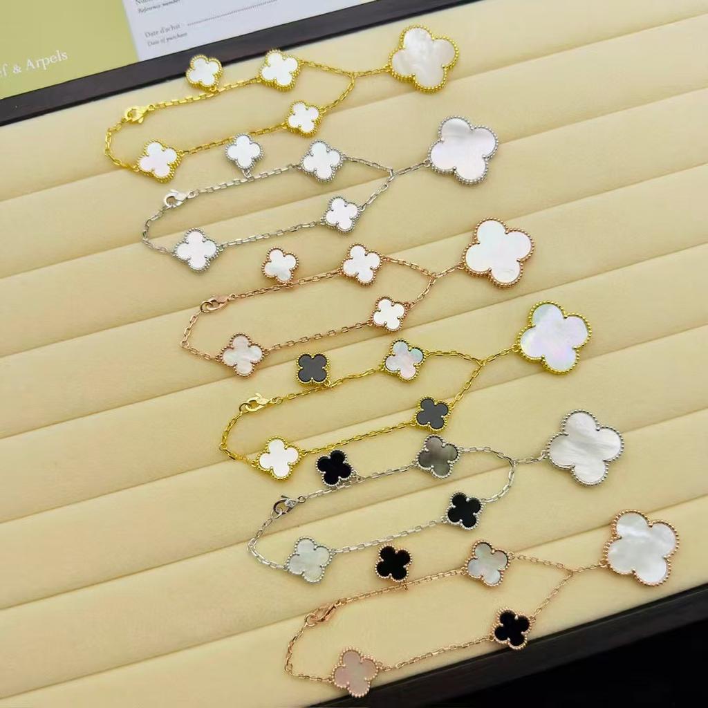 Bransoletka Seiko Wysokiej Jakości V Złoto Czterolistna Koniczyna Rozmiar Asymetryczna Pięciokwiatowa Naturalna Masa Perłowa Bransoletka Damska