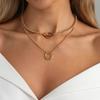 Salircon 2Pcs/Set Creative Simple Gold Color Hollow Round Metal Choker Necklace Women Trend Adjustable Chain Charm Daily Jewelry