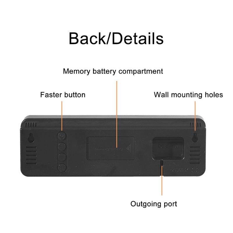 Elektronische Uhr Einfache Multifunktionsuhr Rechteckige Große LED-Anzeige Datum Woche Temperatur Luftfeuchtigkeit Wecker