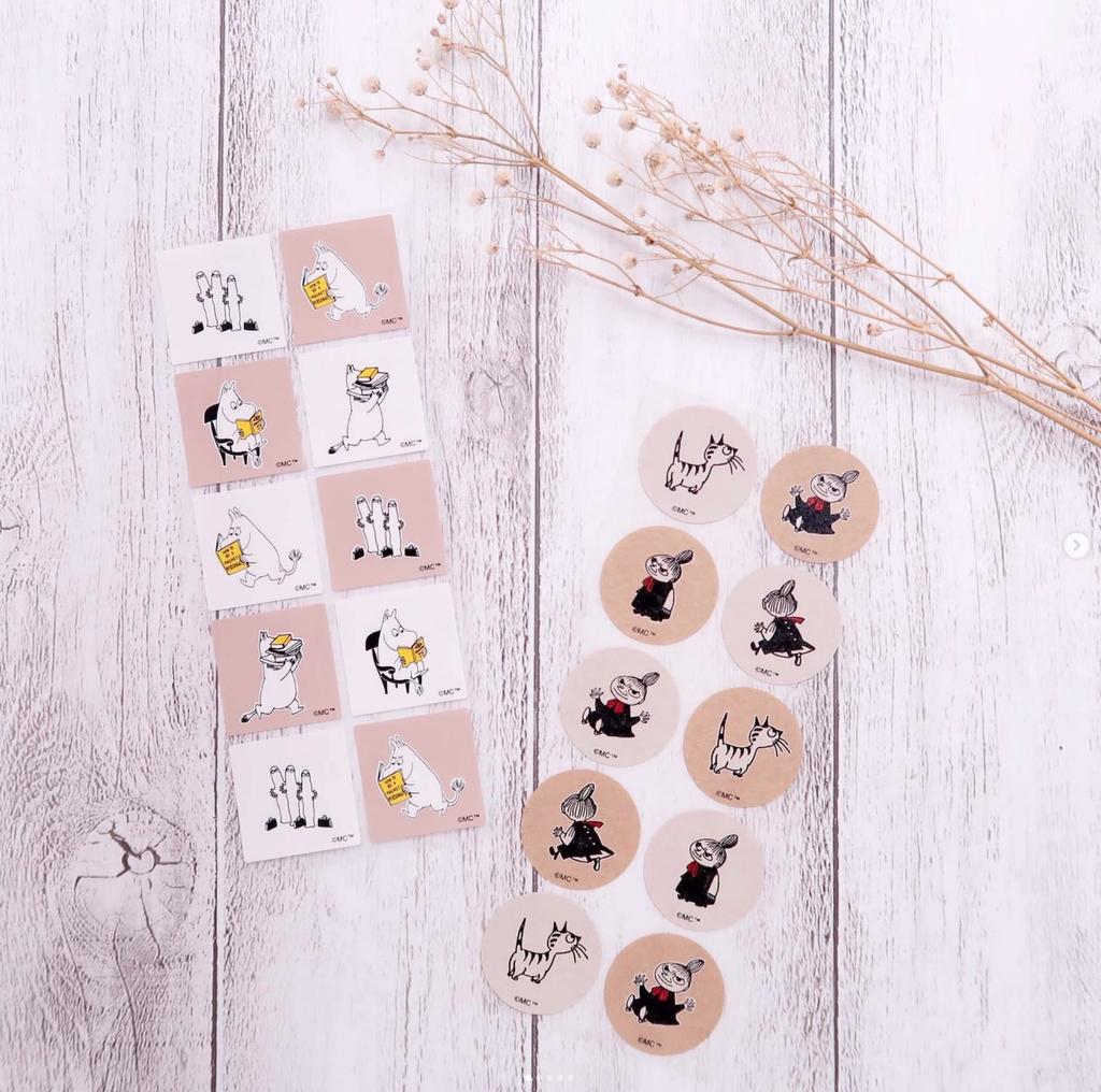 Indigo Moomin Gift Wrapping Book MS163 Stickers, White,