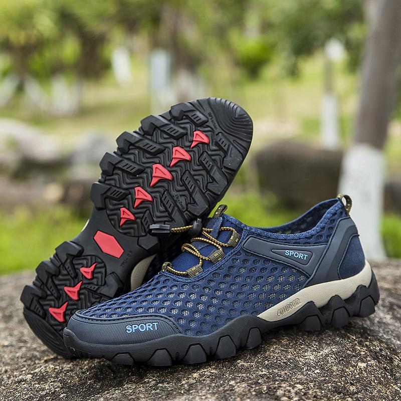 Summer Men's Outdoor Sports Shoes Breathable Mesh Wading Shoes Male Quick-Drying Lightweight Sneakers Anti-Slip Hiking Shoes