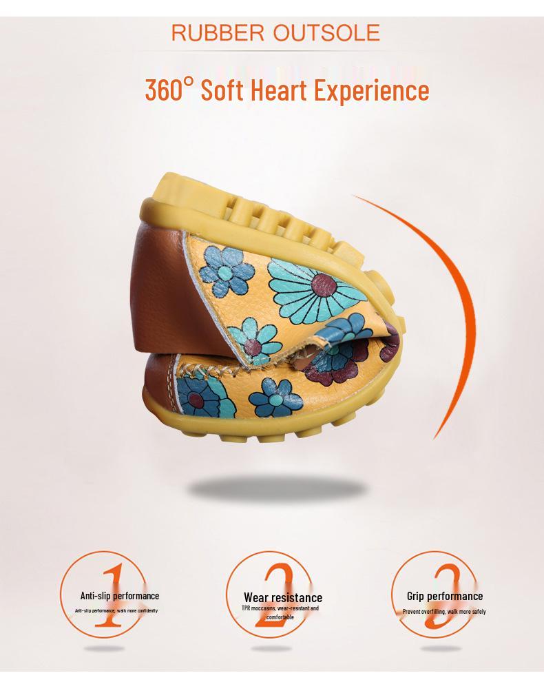 2025 Women's Printed Cowhide Pointed Toe Flats - Comfortable Casual Nursing Shoes