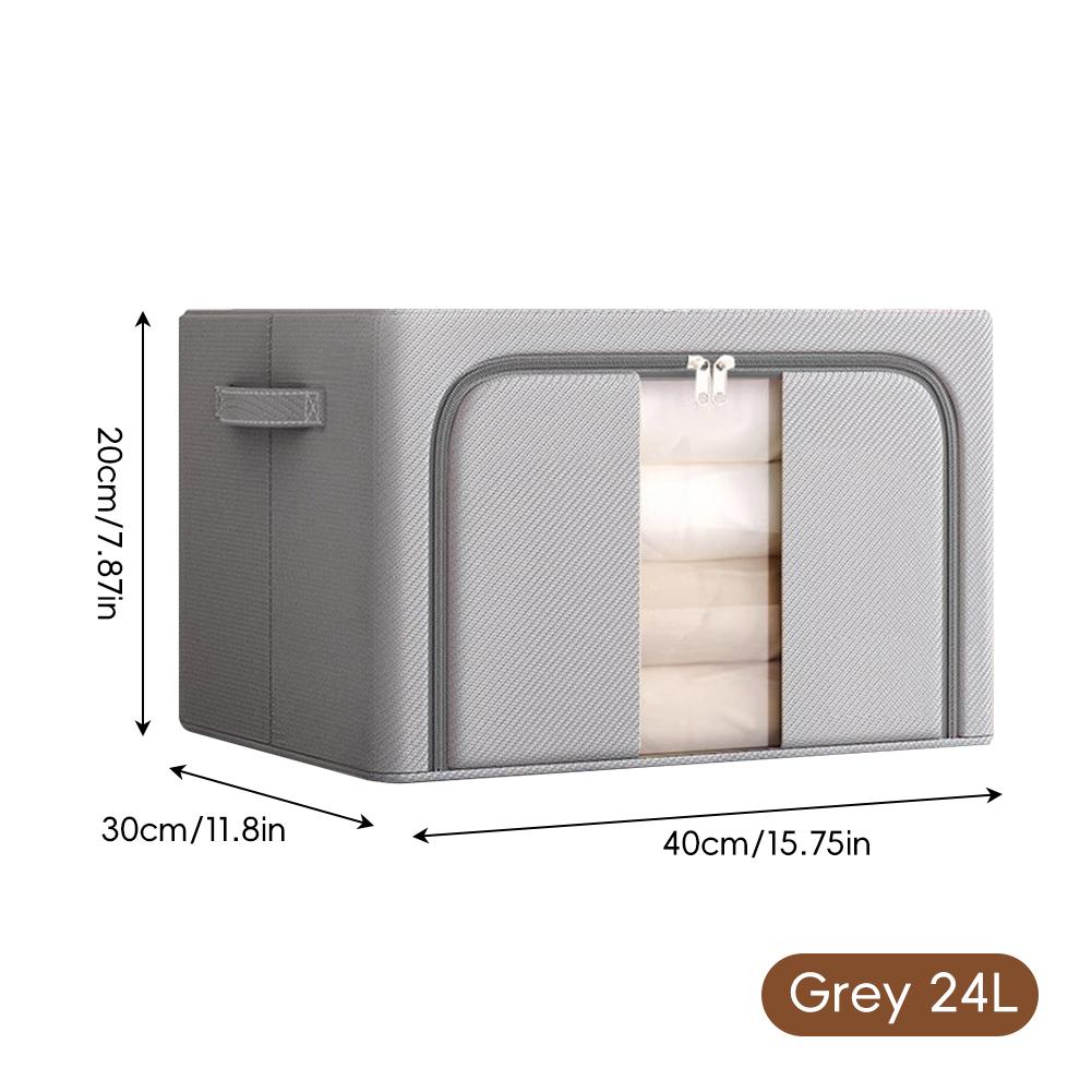 

Органайзер для одежды большой вместимости, складной, с прозрачным окошком, из ткани Оксфорд, для сезонной одежды, ротация гардероба, для дома, для упаковки и хранения 24L серый