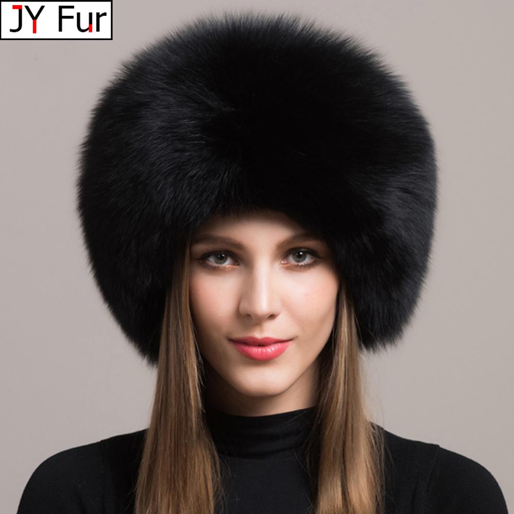 100% Natural Fox Fur Hat Women Cap Thick Fur Cap Winter Warm Hat Female Fashion For Women Hat With Earmuffs Hat