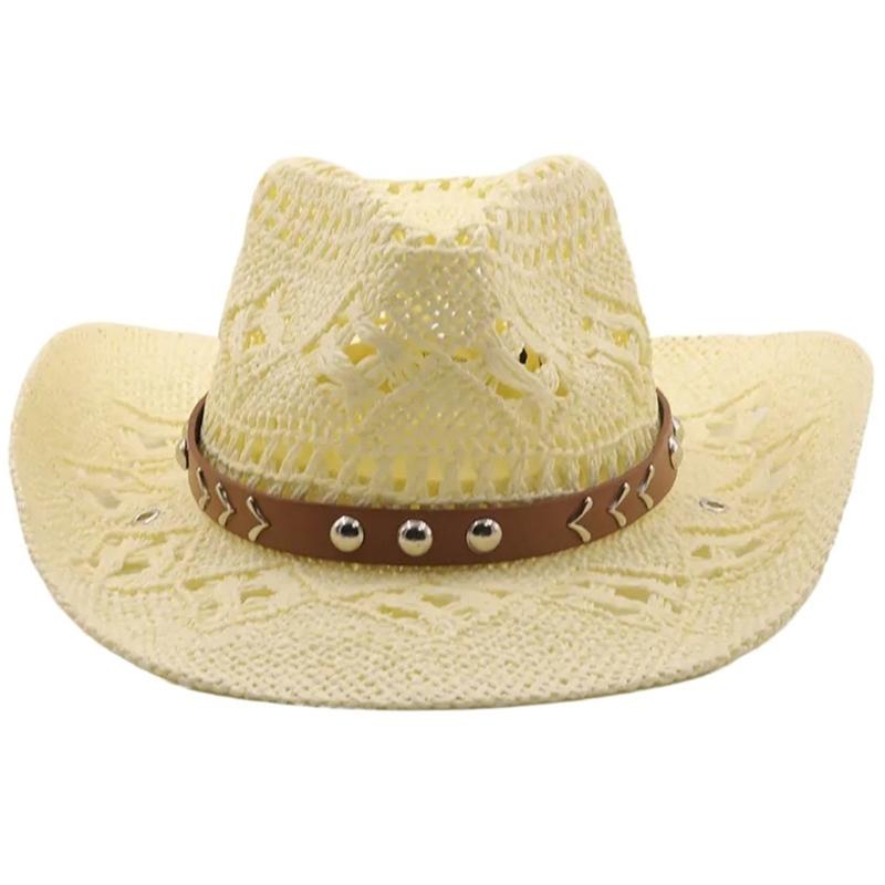 Vacation Cowboy Hat Adornment Straw Hat Beach Panama Hat for Club Carnivals Music Festival Cool Disco Party