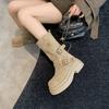 Fashion Fashion Belt Buckle Women Mordern Boots Design Height Increase  Shoes Autumn Winter Women's Mid Calf Booties