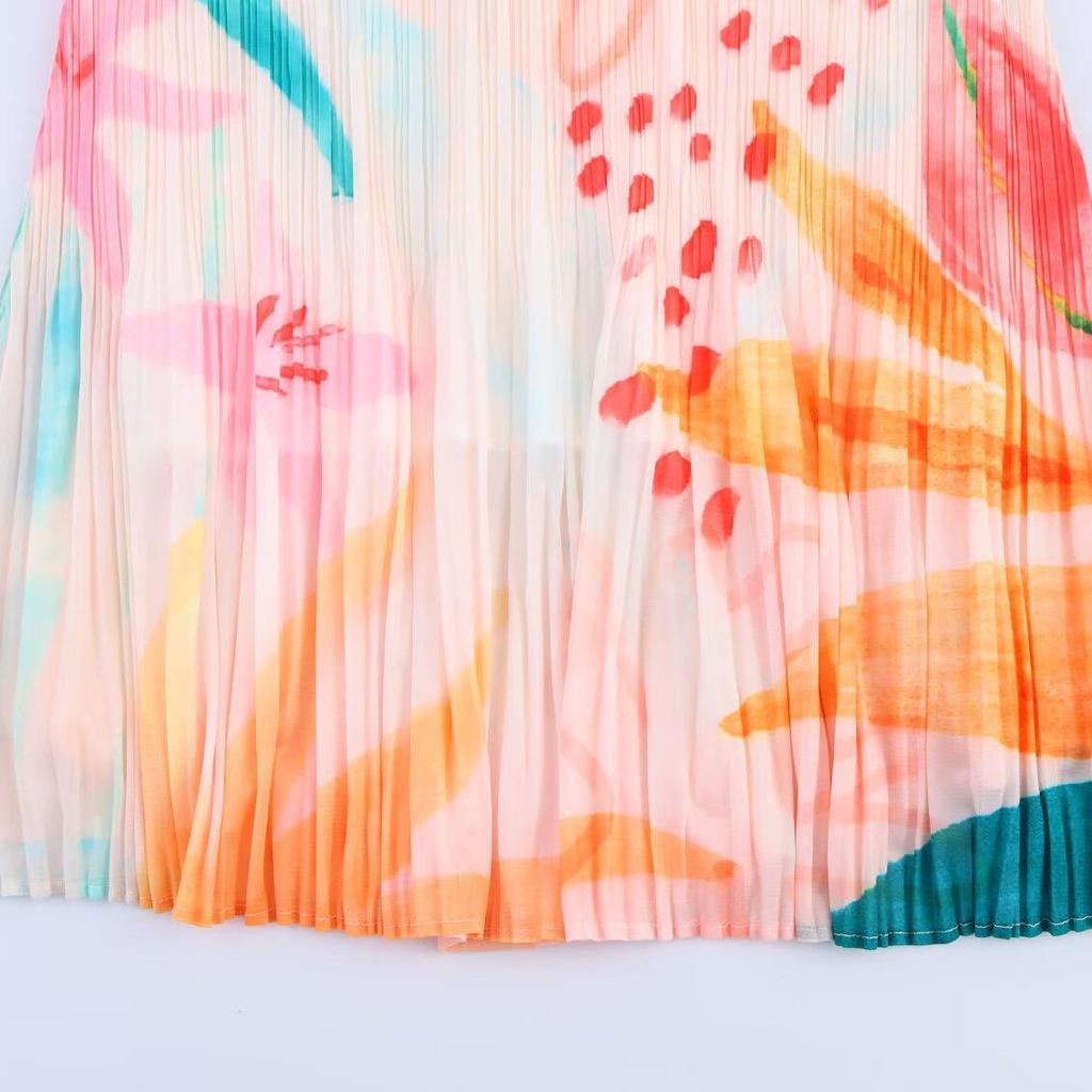 2025 Sommer Damen Europäischer & Amerikanischer Stil Mode Elastischer Plissierter Midi-Rock