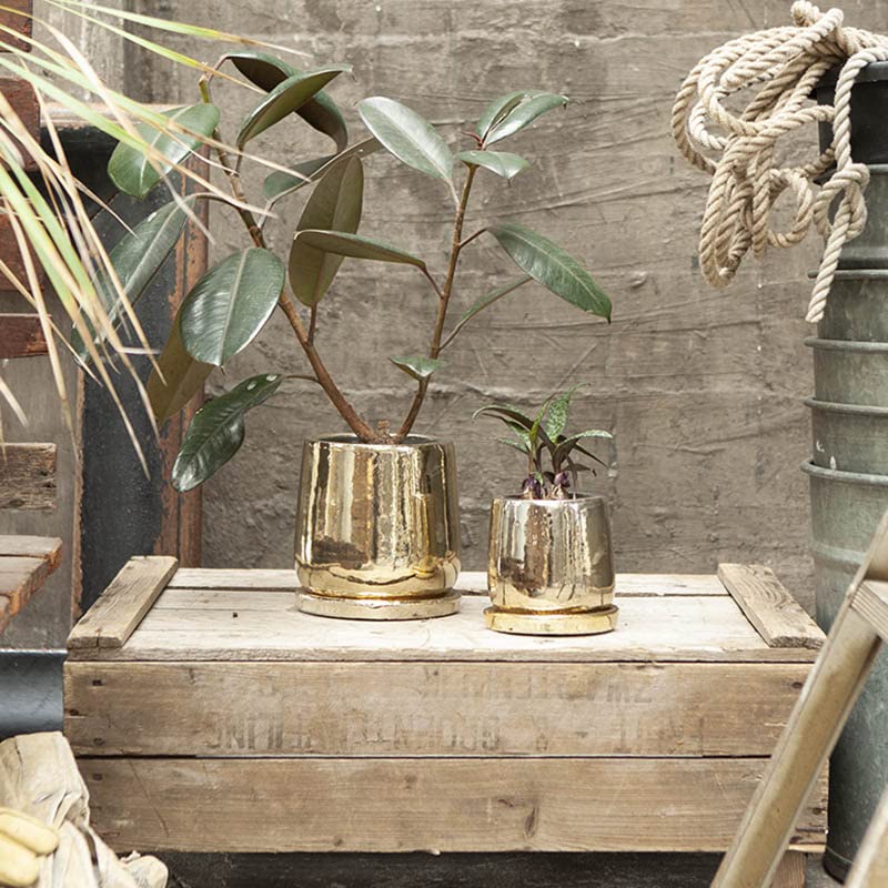 Dulton Kulatý květináč Zlatý S Zahradní květináč G20-0196S/GD