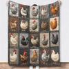Soft Flannel Blanket with Colorful Rooster Plaids Print Velvets Fleece Throw Blanket For Couch Bed Travel Farm Quilt