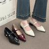 Designer Thick Heel Women Mary Jane Shoes Fashion Shallow Pointed Toe Shoes 2026 Spring Party Dress Prom Female Leather Pumps