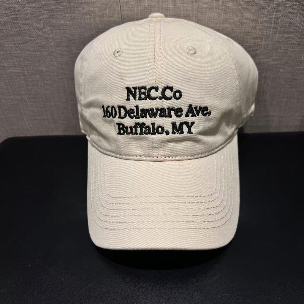 Korean Retro American Baseball Cap with Letter Embroidery - Soft, Face-Slimming Duckbill Hat for Men and Women