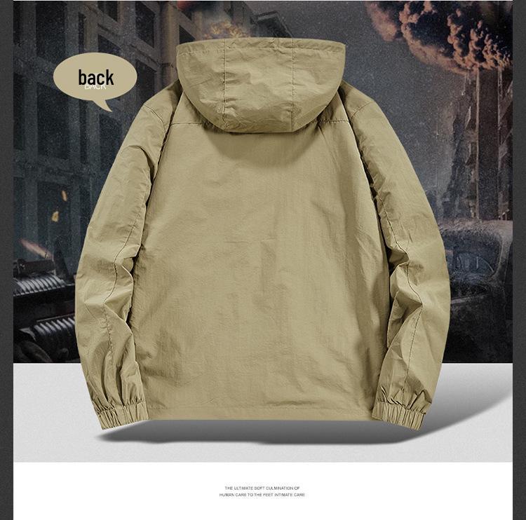 Men's Hooded Windbreaker Jacket - Waterproof, Windproof, Spring/Autumn Motorcycle Workwear Trend (Style 8817)