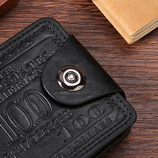 Retro Men Wallet Portable Waterproof Faux Leather Slim Credit Card Holder Bi-fold Short Wallet Multi-functional Front Pocket Wallet