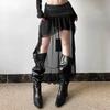 Europäischer und amerikanischer INS-Stil Sommer neu einfarbig hohe Taille sexy Netz unregelmäßig gefalteter Netzrock Damen