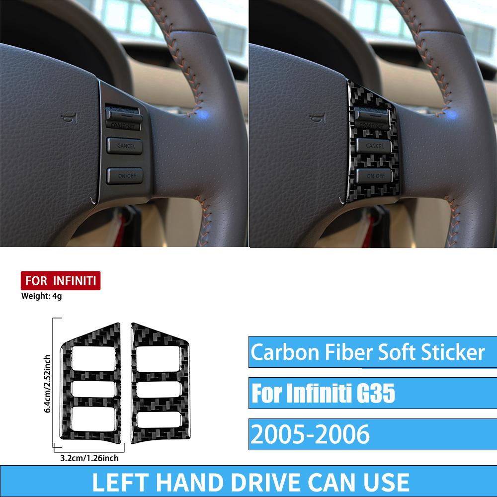 Real Carbon Fiber Car Accessories Steering Wheel Button Decorative Trim Cover Soft Sticker For Infiniti G35 V35 CV35 2005-2006