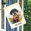 2D Flat, 1pc Halloween Skeleton Sausage Dog & Pumpkin Lantern Garden Flag  Double-Sided Polyester Outdoor Decoration with Playful Dachshund, Jack-O'-L