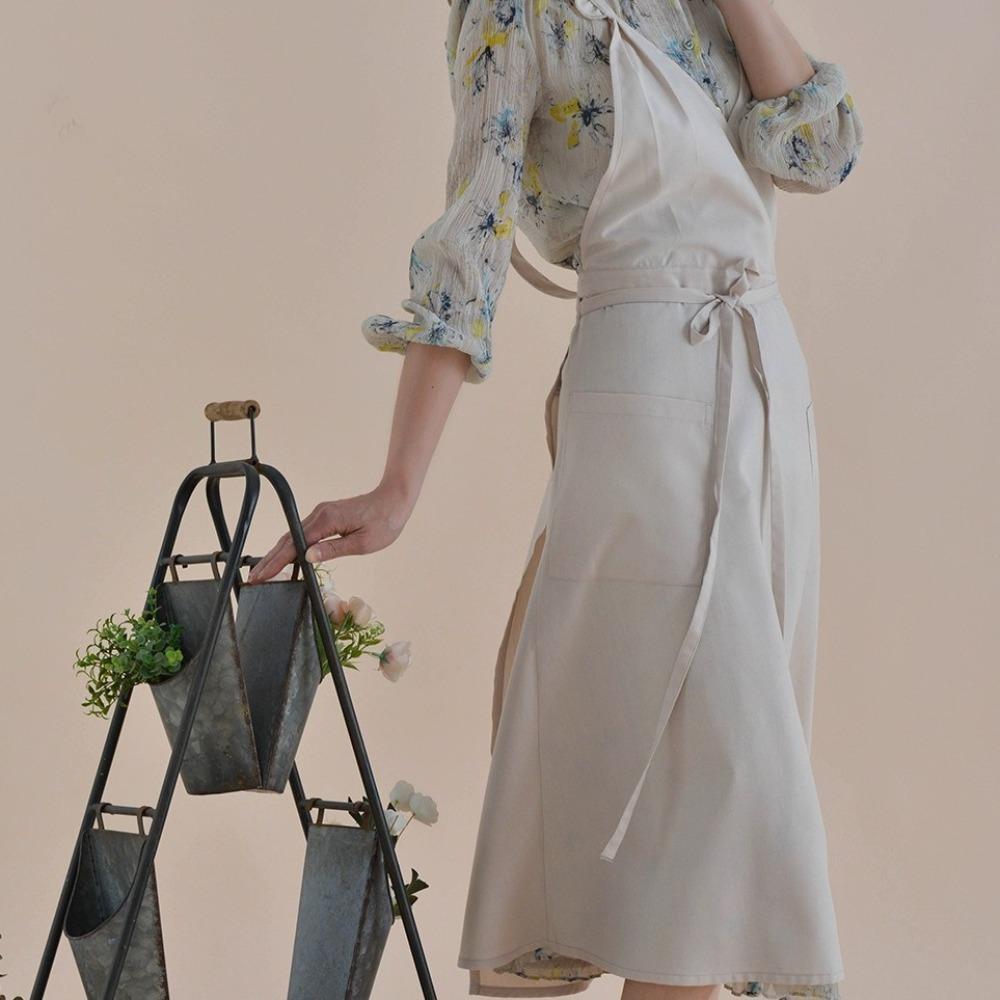 

Stylish Florist Apron Cotton Cooking Apron Durable Kitchen Apron Barista бежевий