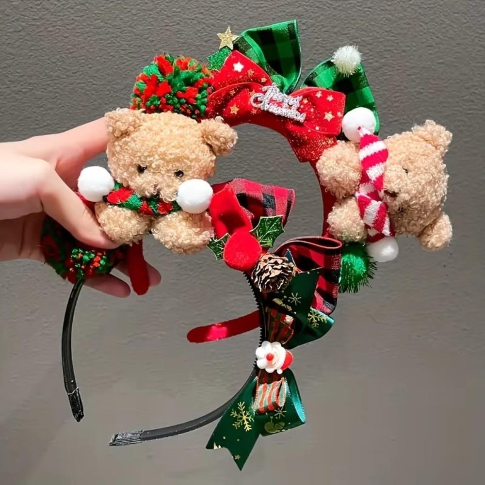 Adjustable Christmas Headband Lightweight Hair Clip Cute Bear Hair Accessory