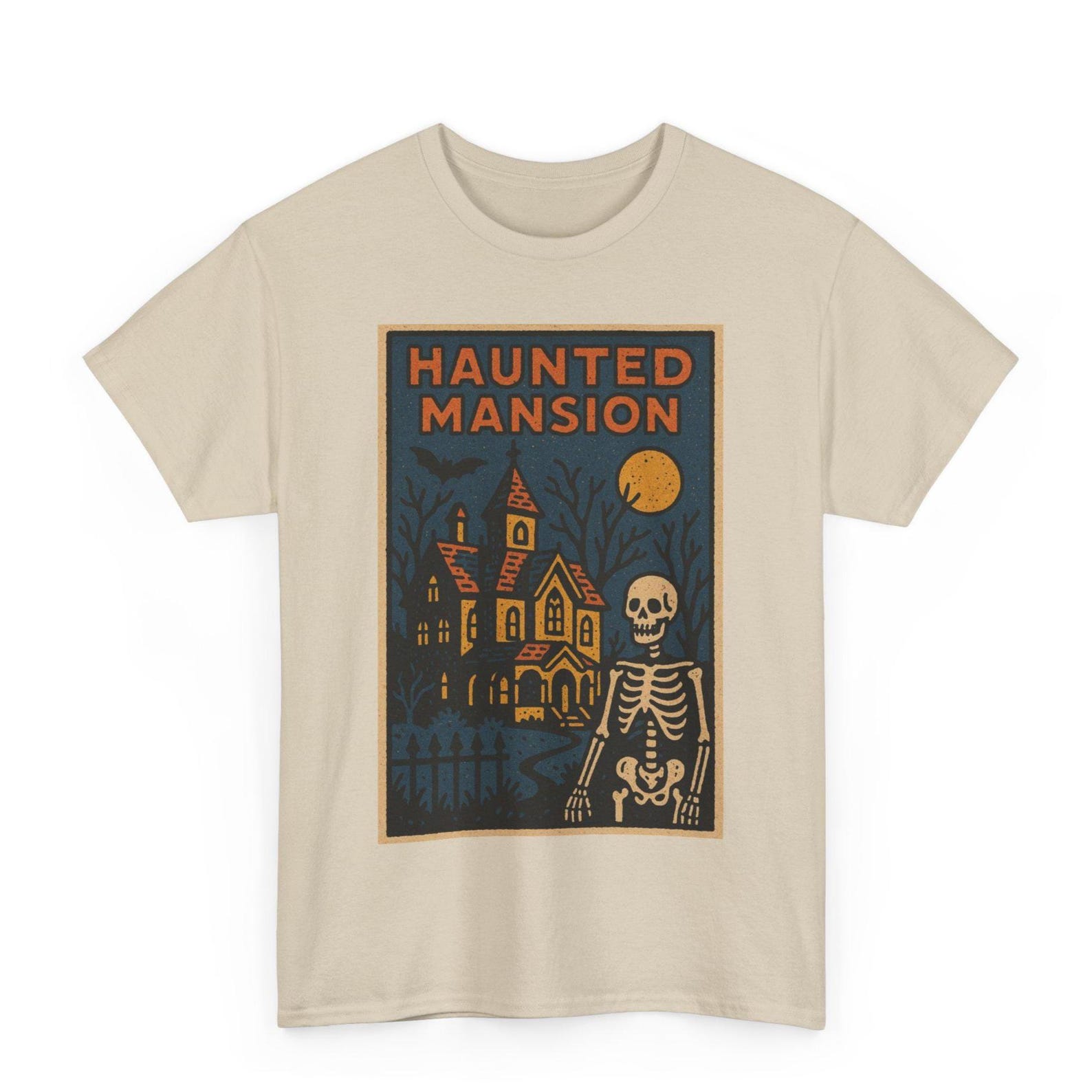 Retro Comic Haunted Mansion T-Shirt: Spooky Halloween Tee L
