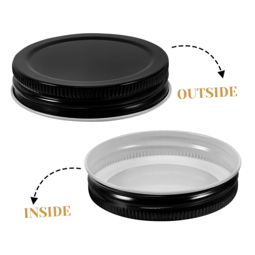 DECHOUS 70mm Metal Tin Lids for Gay Jars, 4 Each In Black and White, Iron Material, Reinforced Airtight Canning Lids for Food Preservation, Jam, and D