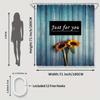 1/4 Wooden Sunflower Shower Curtains, Toilet Seat Decoration, Shower Curtain With Carpet And Toilet Lid, 12 70.8X70.8 Inch Hooks