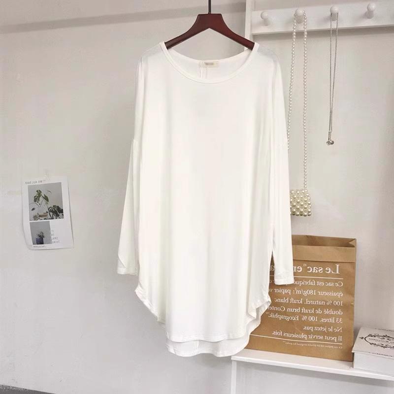 Plus Size Modal Ice Silk Short-Sleeve T-Shirt for Women - Summer Loose Fit with Mid-Length and Hip-Covering Design