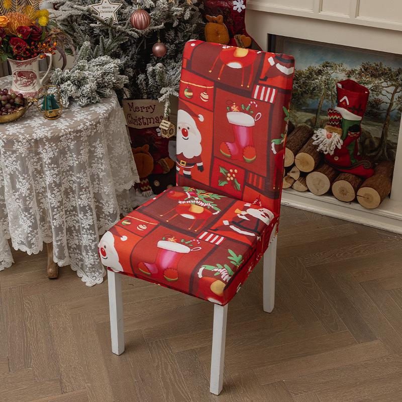 Christmas Chair Covers for Dining Room Kitchen Party Hotel Banquet Restaurant Office Stretch Seat Cover Housse De Chaise 1pc