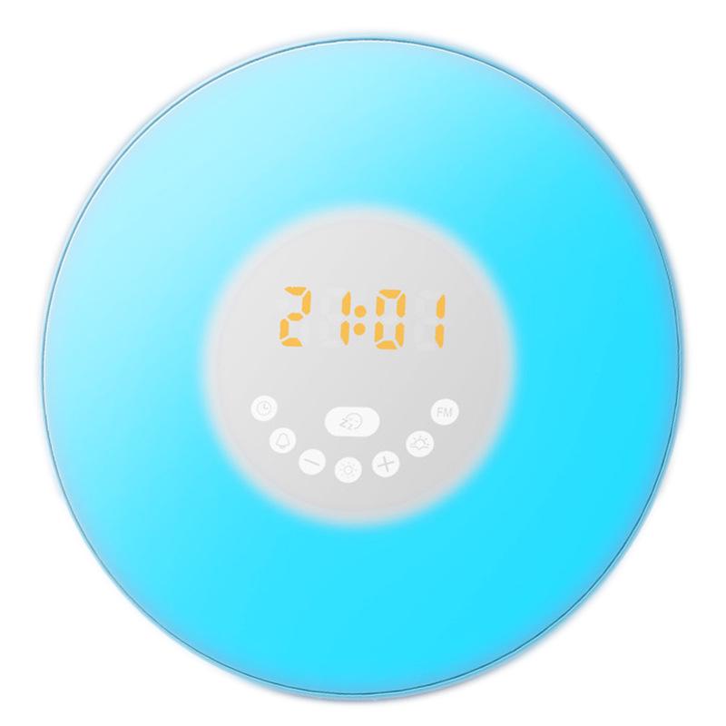Creative Sunrise Alarm Clock with Music, Seven-Color LED, Sunset Hypnosis, FM Radio, and Night Light
