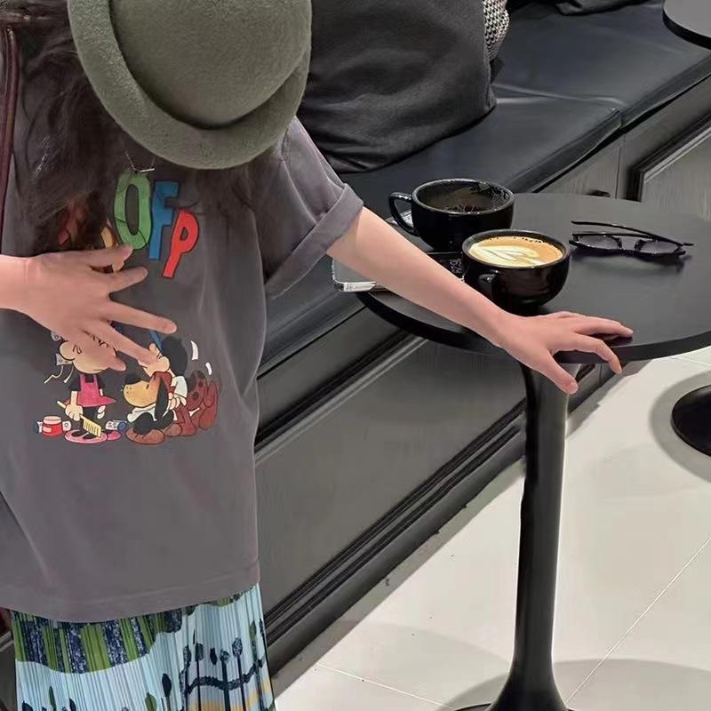 2024 Summer Korean Style Kids' Cartoon Cotton T-Shirt - Girls' Short-Sleeve, Boys' Baby Fashionable Top