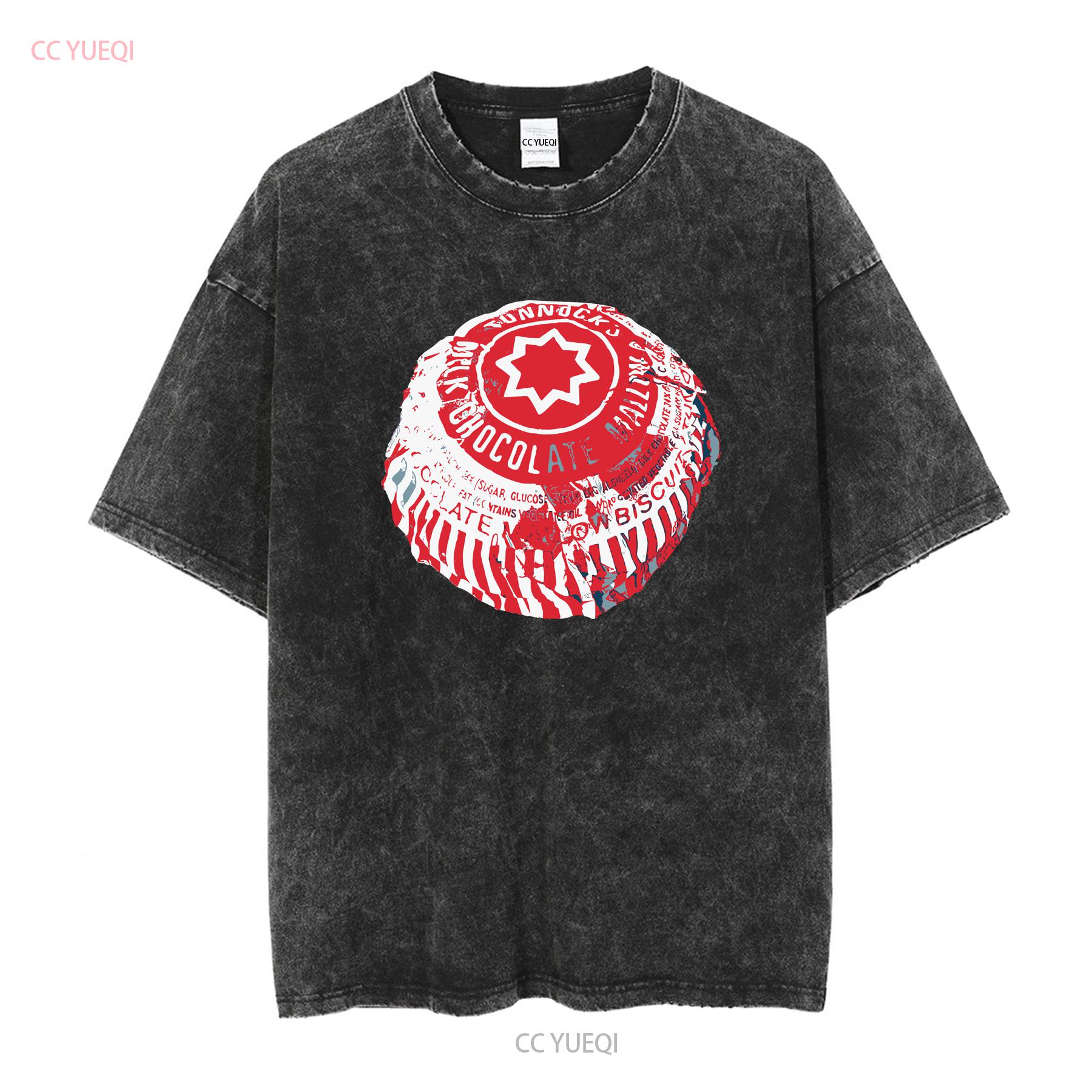 

Tunnocks Tea Cake Pop Art White and Red Design T Shirt long or short sleeves vintage Washed designer clothes Comfortable 3XL