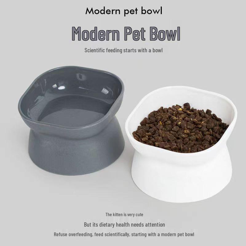 

High-Raised Pet Bowl for Cats & Dogs - Protects Cervical Spine, Non-Tip Design серый