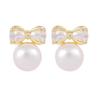 Princess Stylish Mermaid Pearl Earrings Sparkling Zircon Stones Fashionable And Delicate White Color