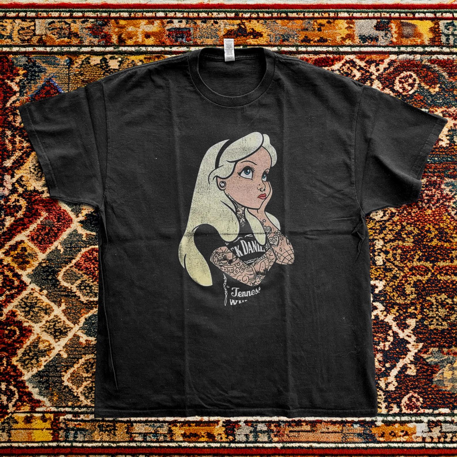 NEW Alice in Wonderland Black Cotton Tshirt Unisex T-Shirt S