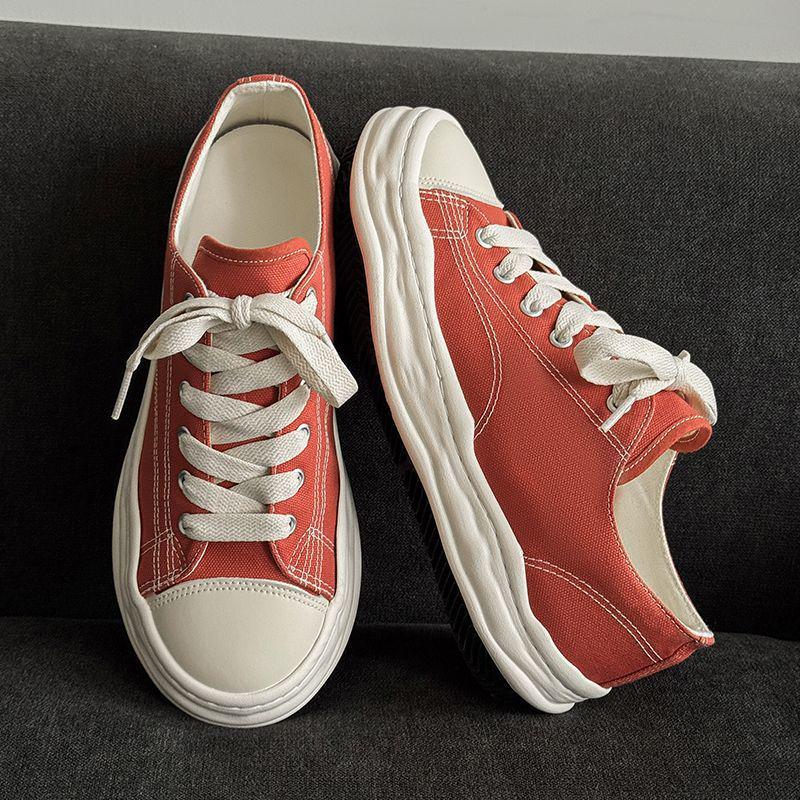 Korean Style Men's Canvas Skate Shoes, Breathable, Trendy, Versatile, Casual, Height-Increasing Soles.