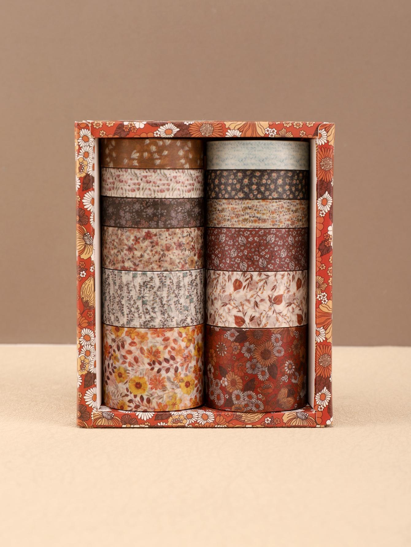 

12rolls/Box Floral Washi Tape Journaling Supplies Stationery Washi Tape Decorative Tape Perfect Gift For Artists Washi Tape
