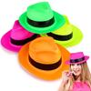 Neon Plastic Fedoras Party Hats Gangster Style Soft Felt Adult Novelty Hats For Birthday Music Event
