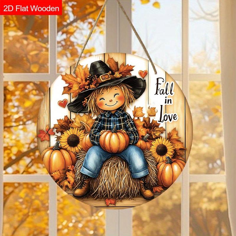 Garden decorations,autumn harvest festival decorations,wooden hanging decorative signs,Little girl and pumpkin pattern,2D flat products