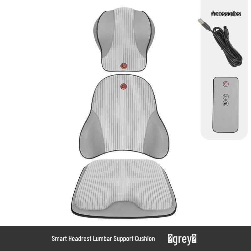Electric Massage Lumbar Support Pillow - Memory Foam Car Seat Cushion with Remote Control.
