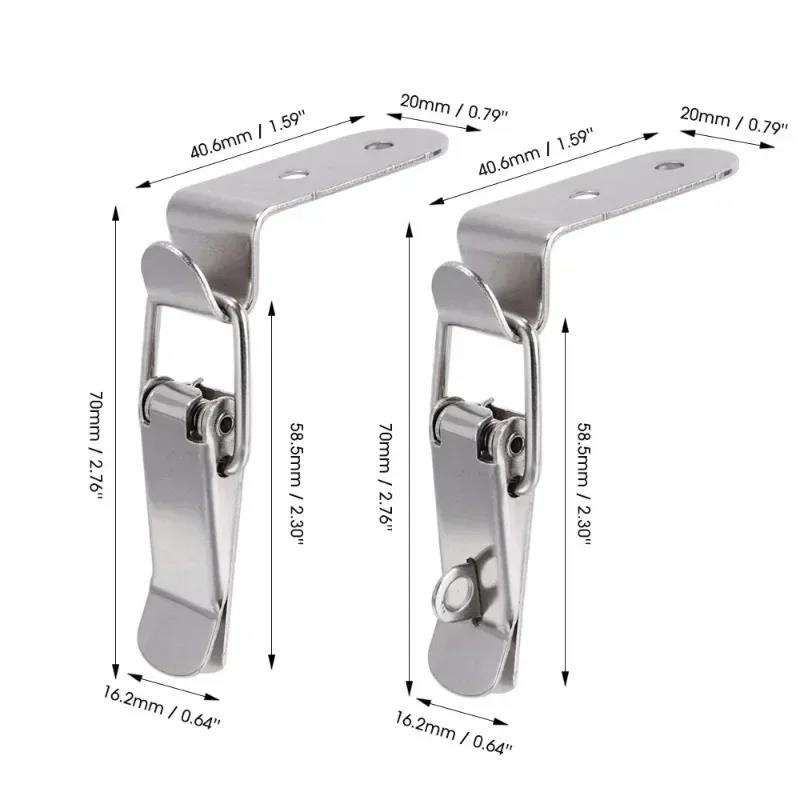 8/2PCS 90 Degree Duck-mouth Buckle Hook Lock Silver Metal Spring Hasp Latch Catch Clamps Wooden Box Loaded Draw Clasp Hardware 4