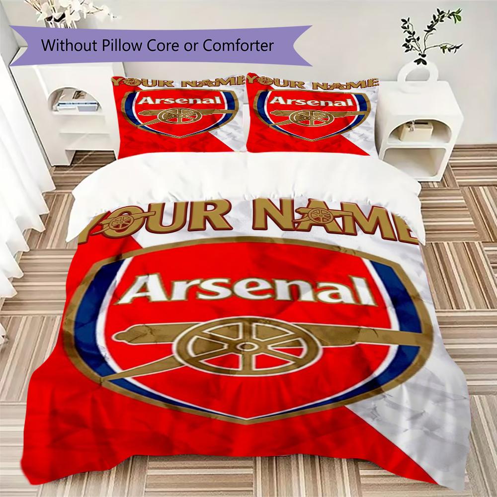 Custom Name Arsenal Pattern Bedding Uilt Set Uilt Cover Pillowcase Home Decoration Birthday Gift (1*duvet Cover+2*pillowcase Without Core)