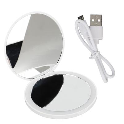 Round LED Pocket Mirror Portable Foldable Mini LED Lighted Pocket Makeup Mirror for Travel