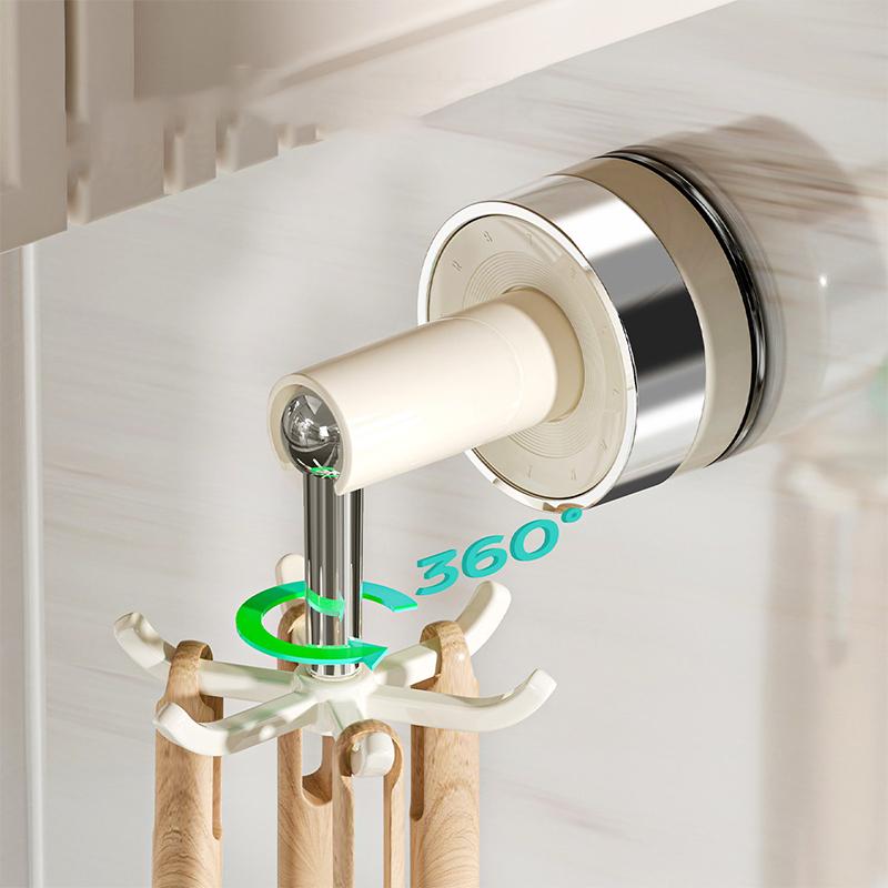 Wall Mounted 360° Rotating Folding Hook Powerful Punch-Free Kitchen Utensil Holder Space-Saving Traceless Wall Hook For Home