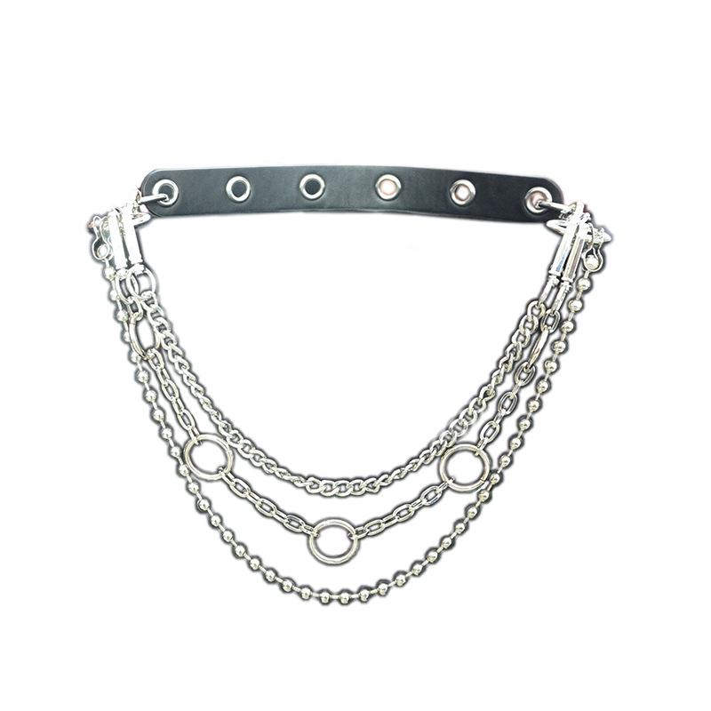 

Meier Metal belt - women s punk style trendy decorative waist chain - overcoat belt 60-80cm чёрный