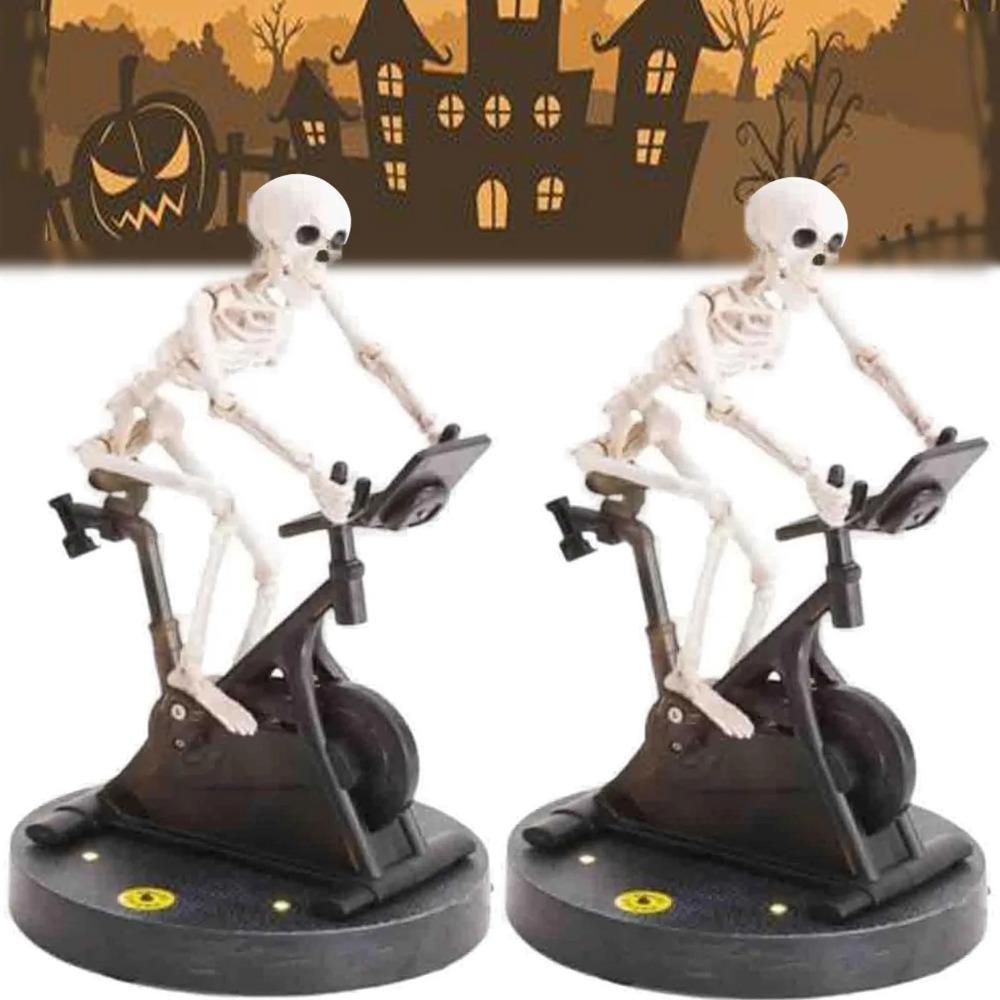 Animated Skeleton Riding Bike Resin Funny Animatronic Skeleton Decorative Novelty Skeleton Halloween Decor Party Favors