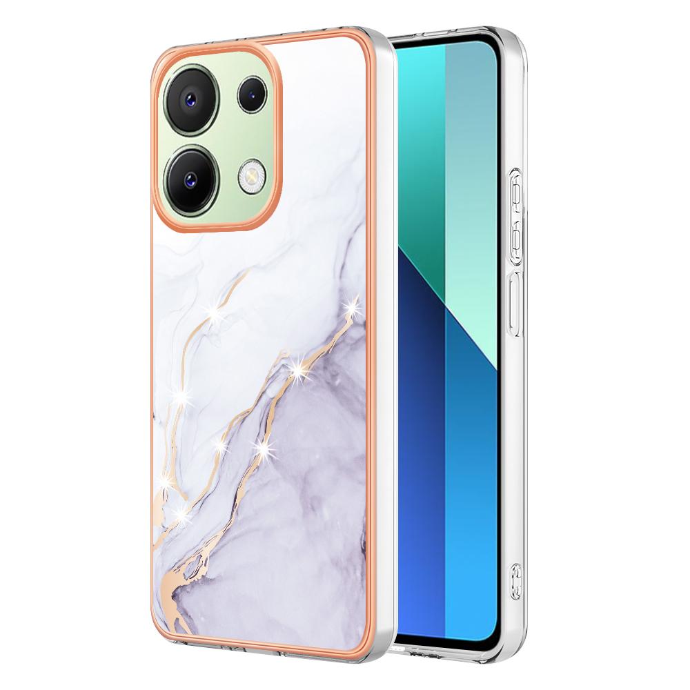 For Xiaomi Redmi Note 13 4G TPU Case with IMD Marble Pattern Electroplated Back Cover