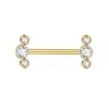 1 Peça Barra de Titânio para Mamilo com Argola Cristal CZ Banhada a Ouro com Escudo Pendurado Barra para Mulheres Piercing de Mamilo com Rosca Interna